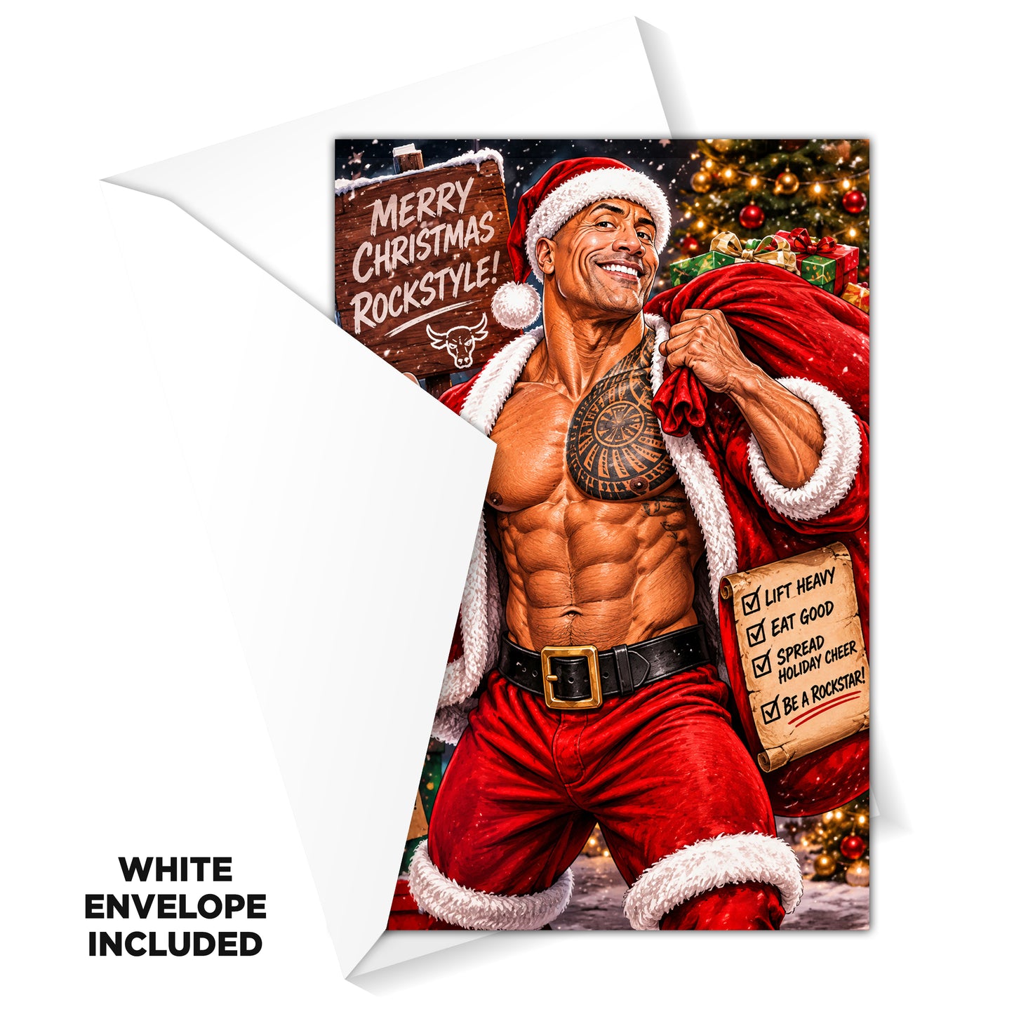 Dwayne Johnson Novelty Christmas Card