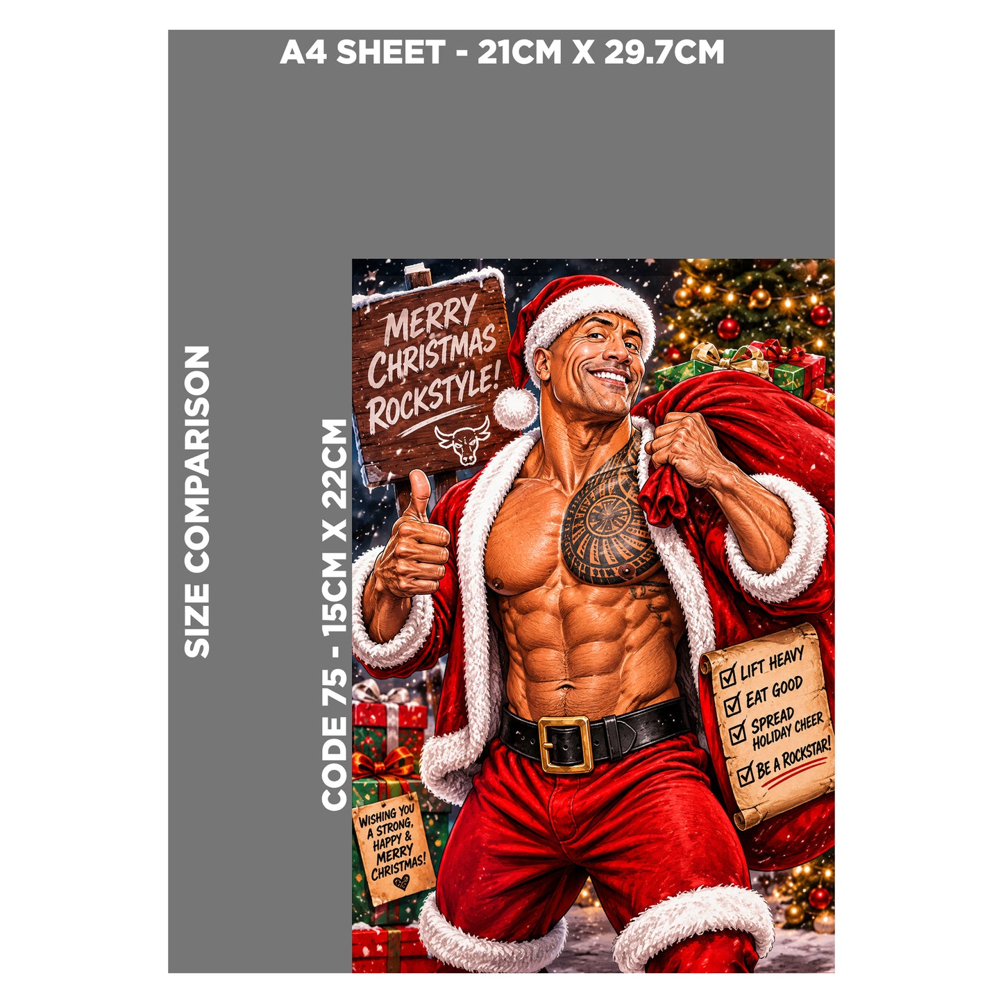 Dwayne Johnson Novelty Christmas Card