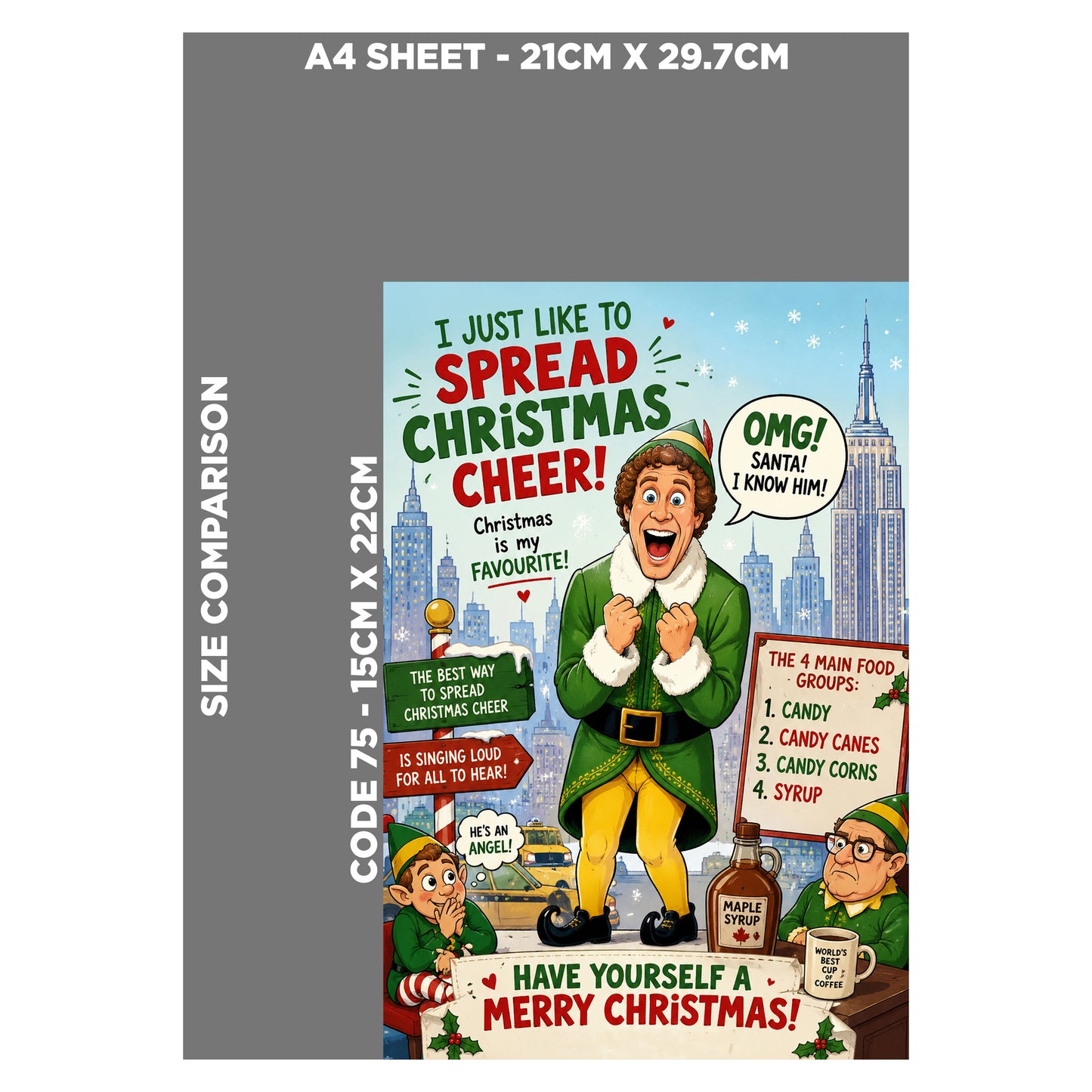 Buddy the Elf Novelty Christmas Card