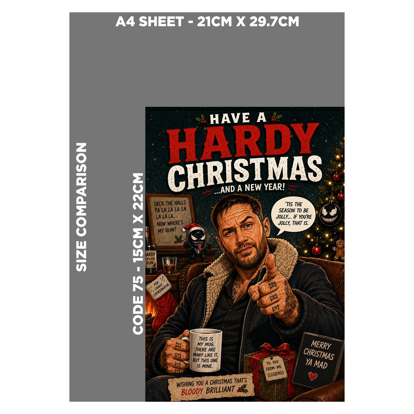 Tom Hardy Novelty Christmas Card