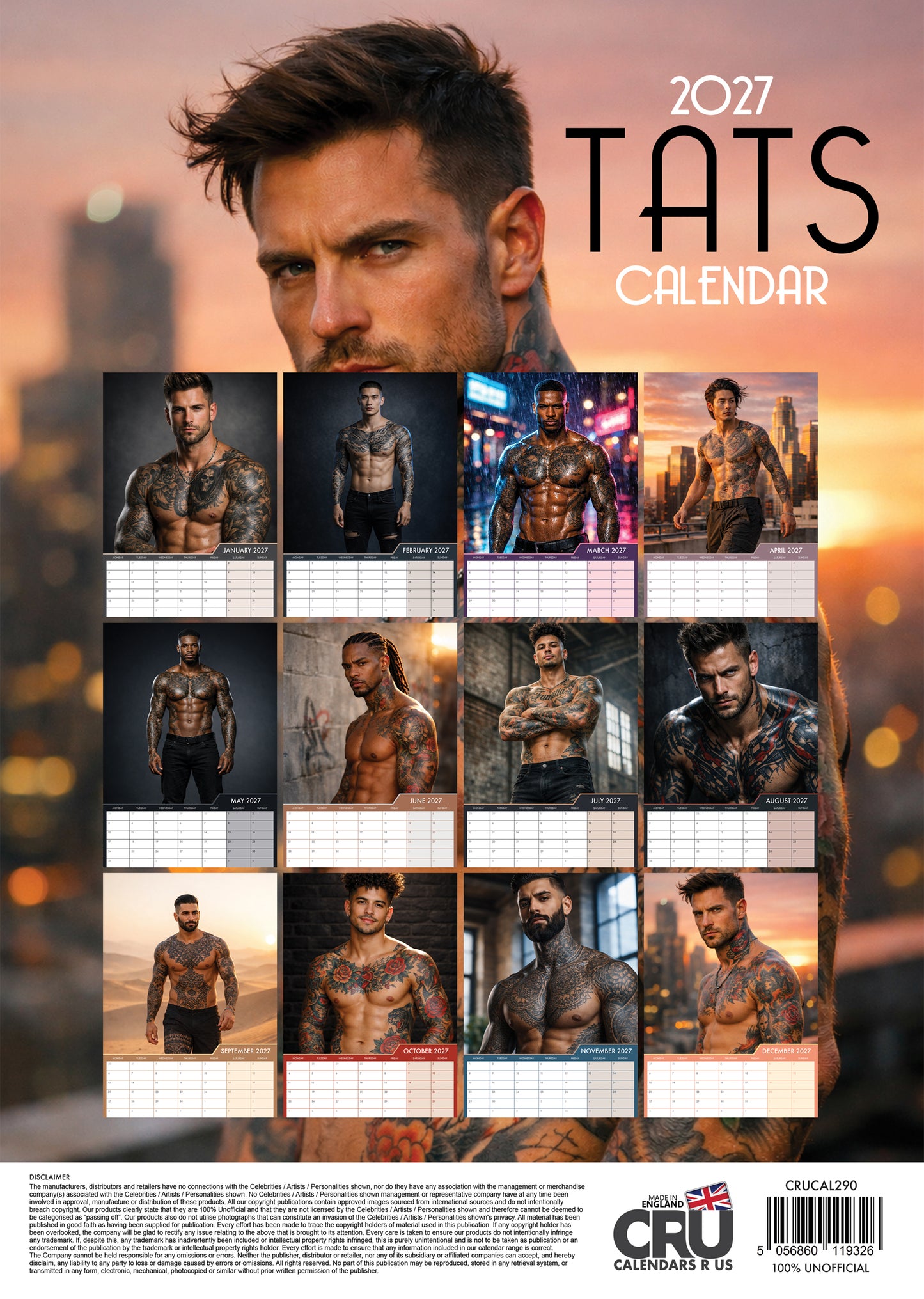 Tattooed Men - A3 Calendar 2027
