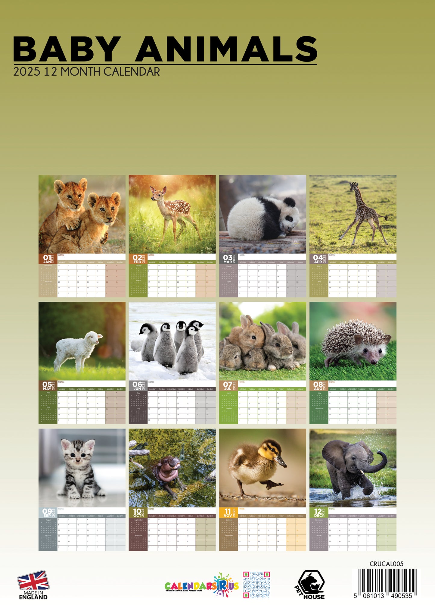 Baby Animals Calendar 2025