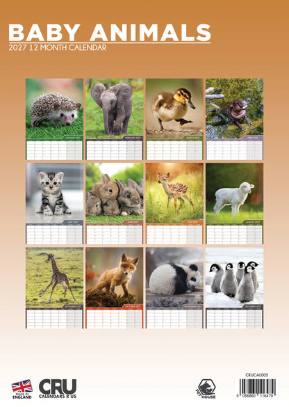 Baby Animals - A3 Calendar 2027