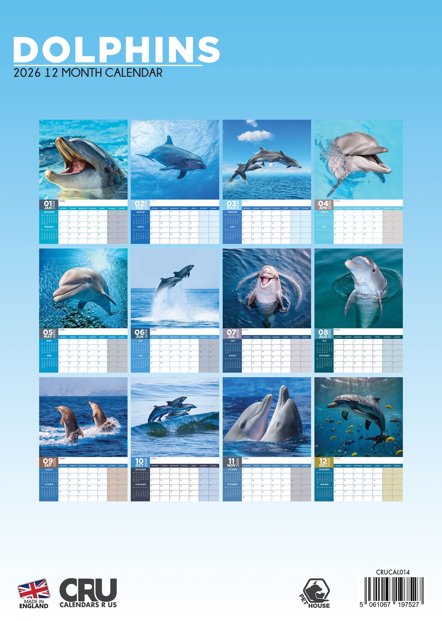 Dolphins - A3 Calendar 2026