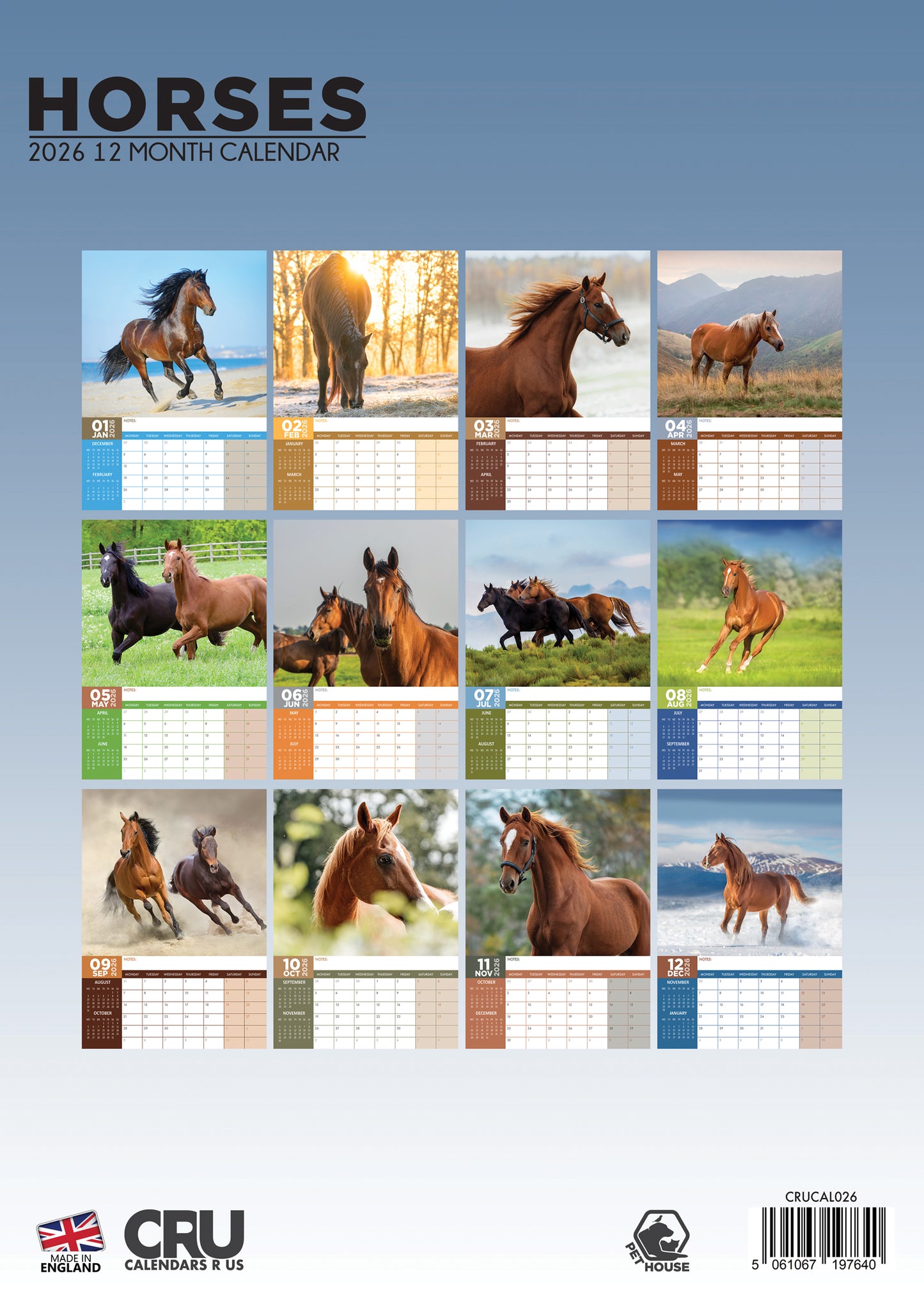 Horses - A3 Calendar 2026