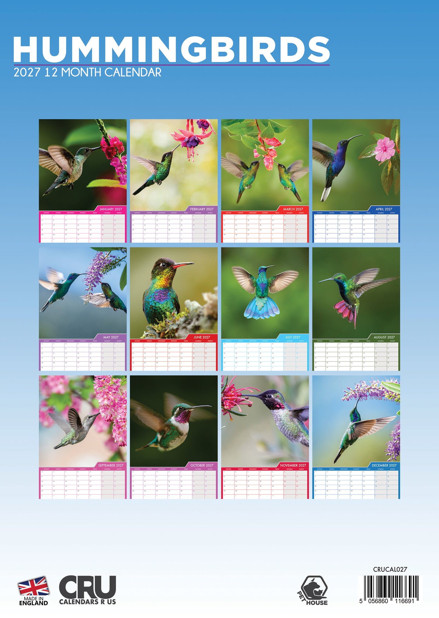 Hummingbirds - A3 Calendar 2027