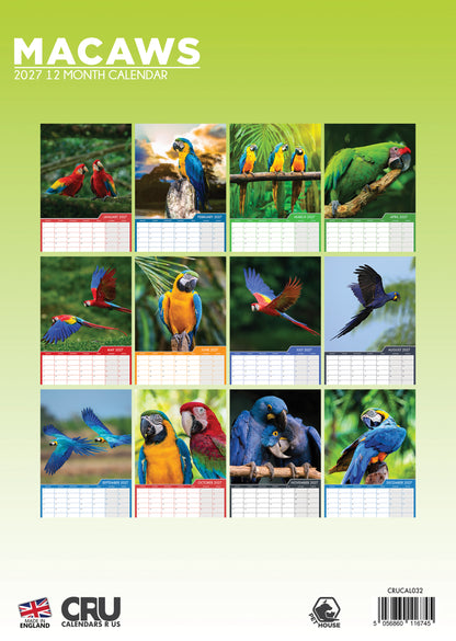 Macaws - A3 Calendar 2027