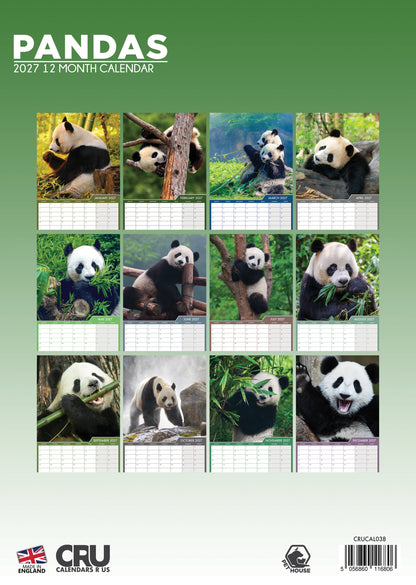 Pandas - A3 Calendar 2027