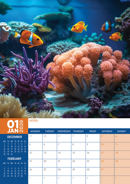 Under The Sea - A3 Calendar 2026