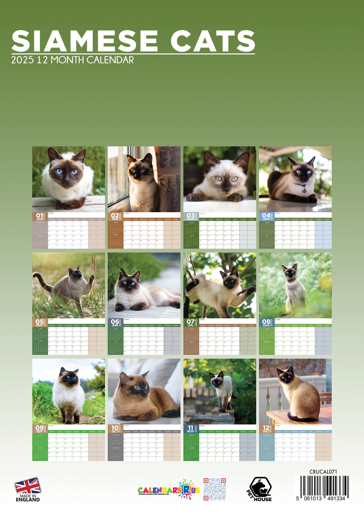 Siamese Cats Calendar 2025