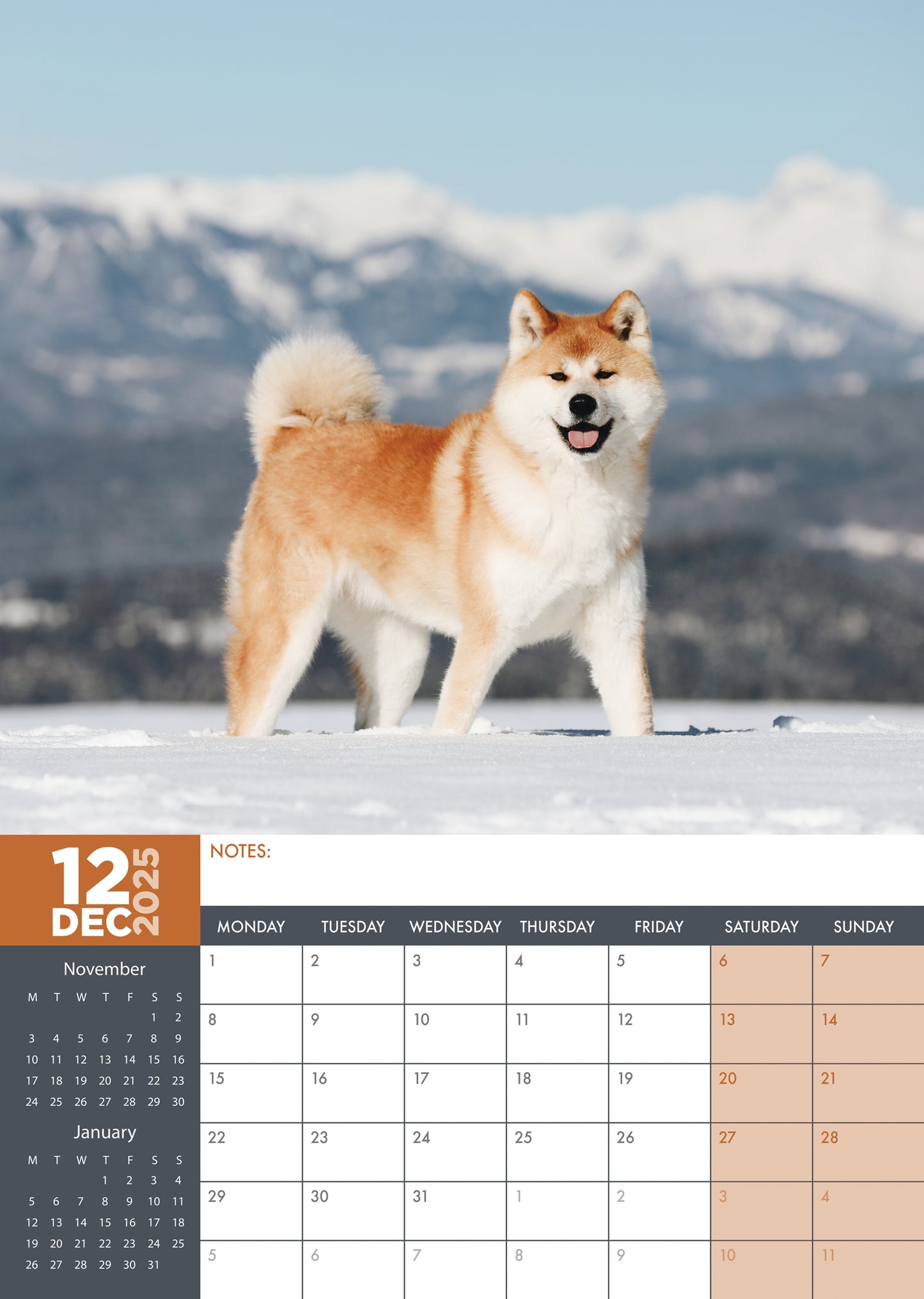 Akita Calendar 2025