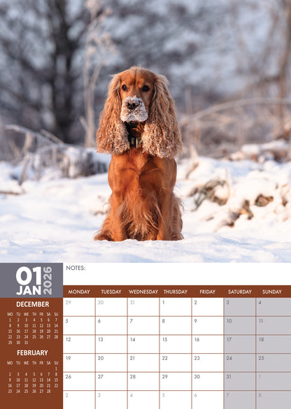 Cocker Spaniel - A3 Calendar 2026