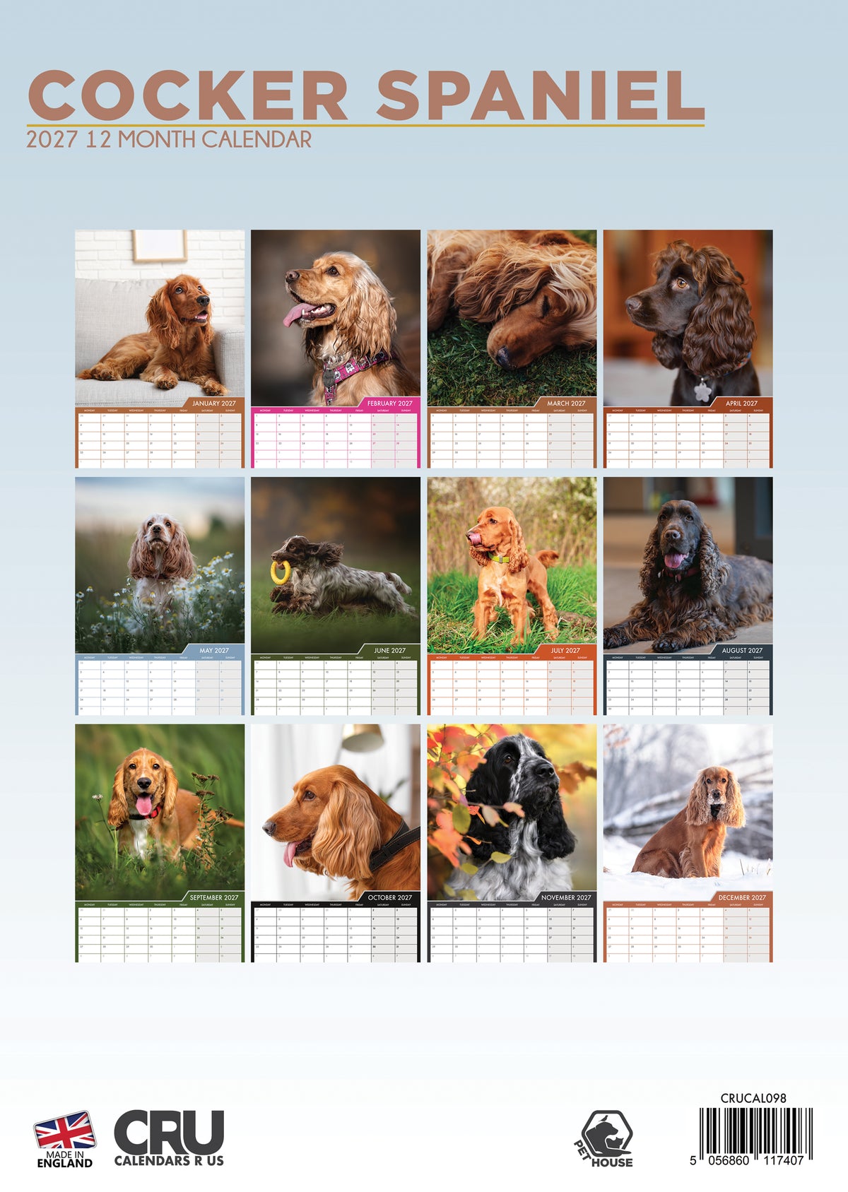Cocker Spaniel - A3 Calendar 2027
