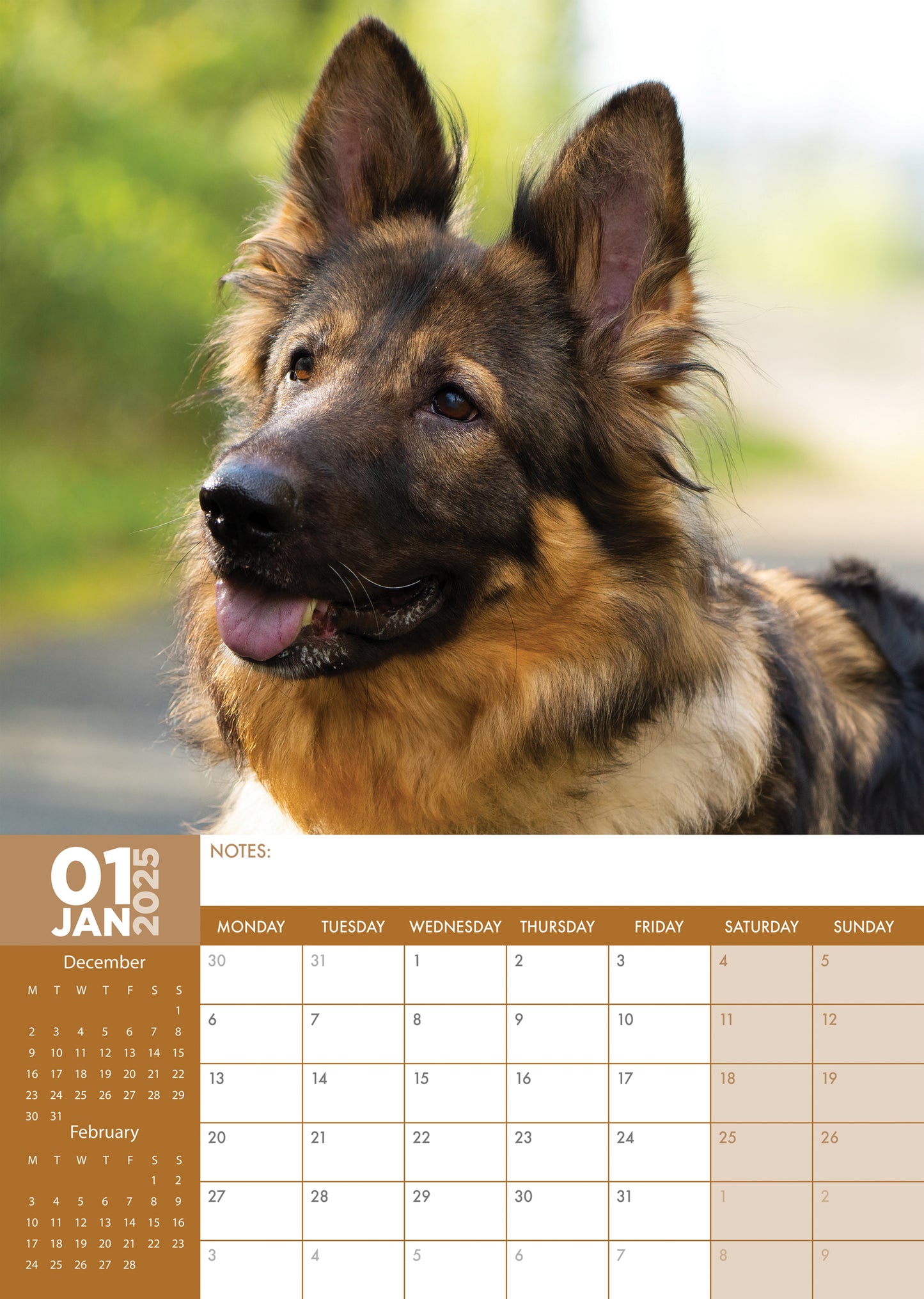 German Shepherd Calendar 2025