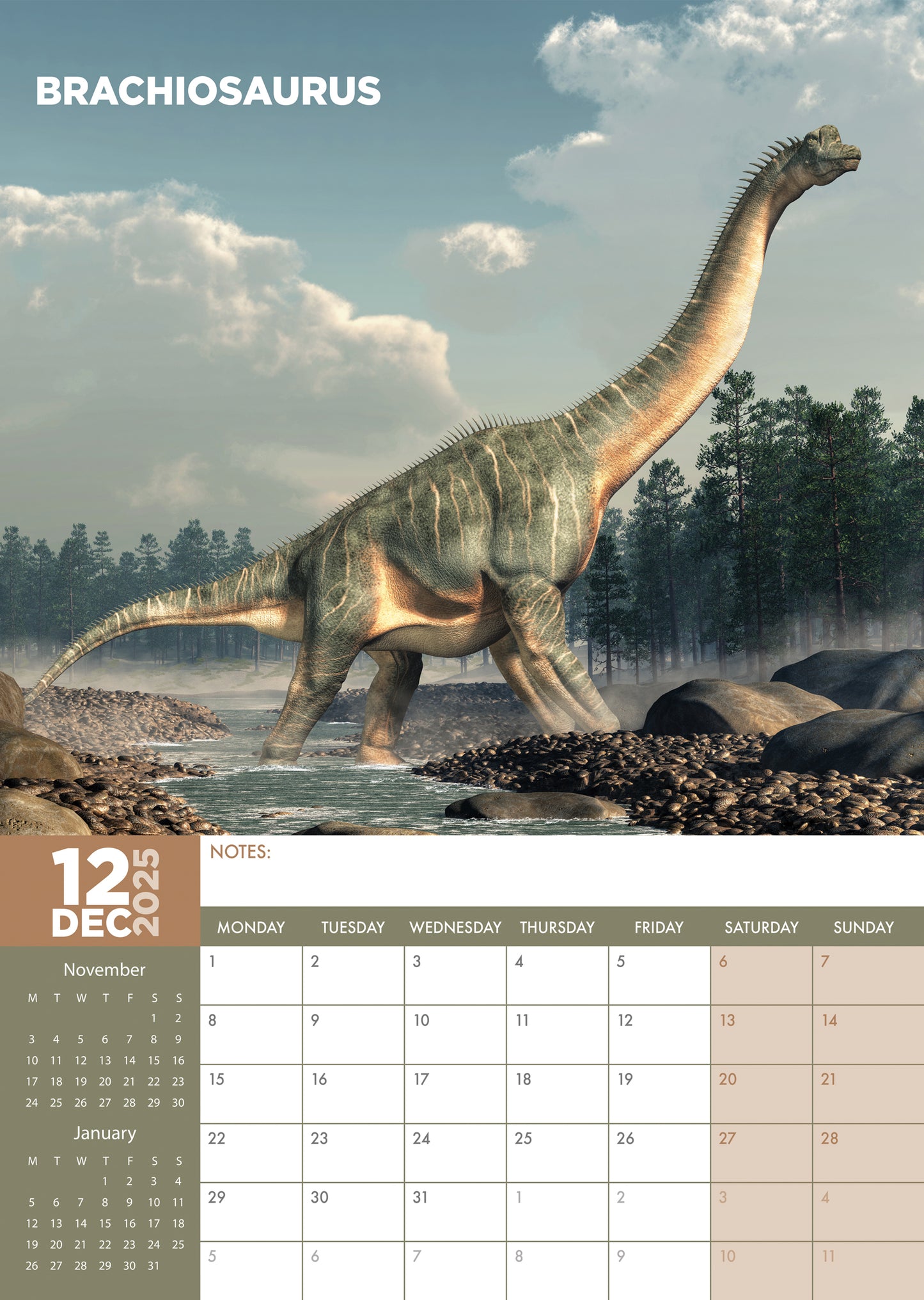 Dinosaurs Calendar 2025