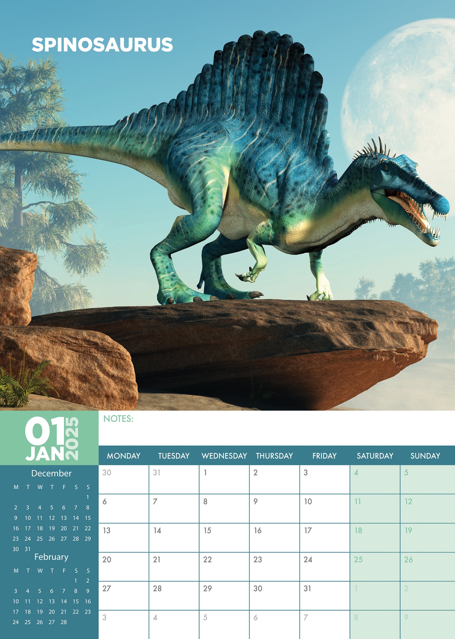 Dinosaurs Calendar 2025