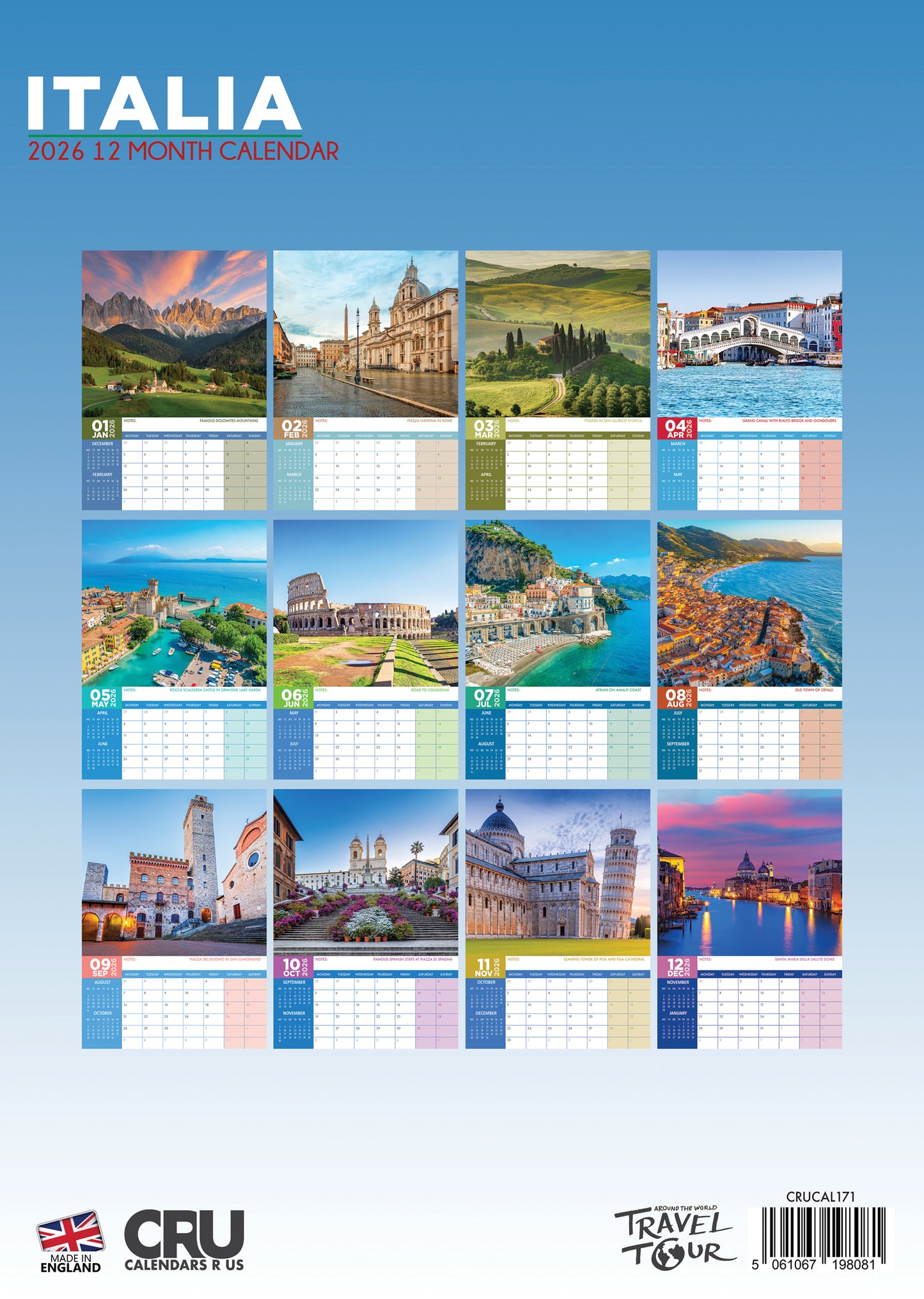 Italia - A3 Calendar 2026