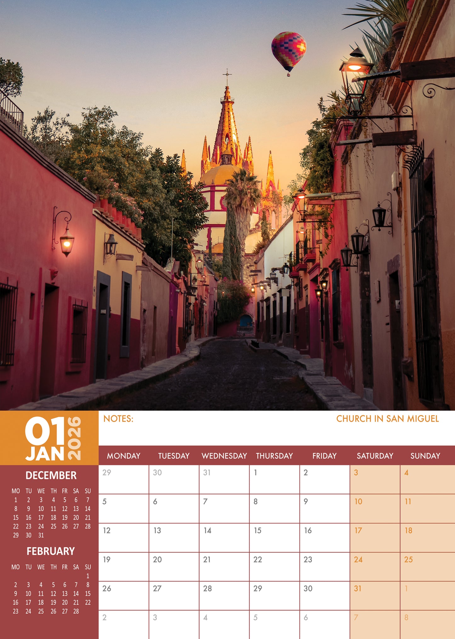 Mexico - A3 Calendar 2026