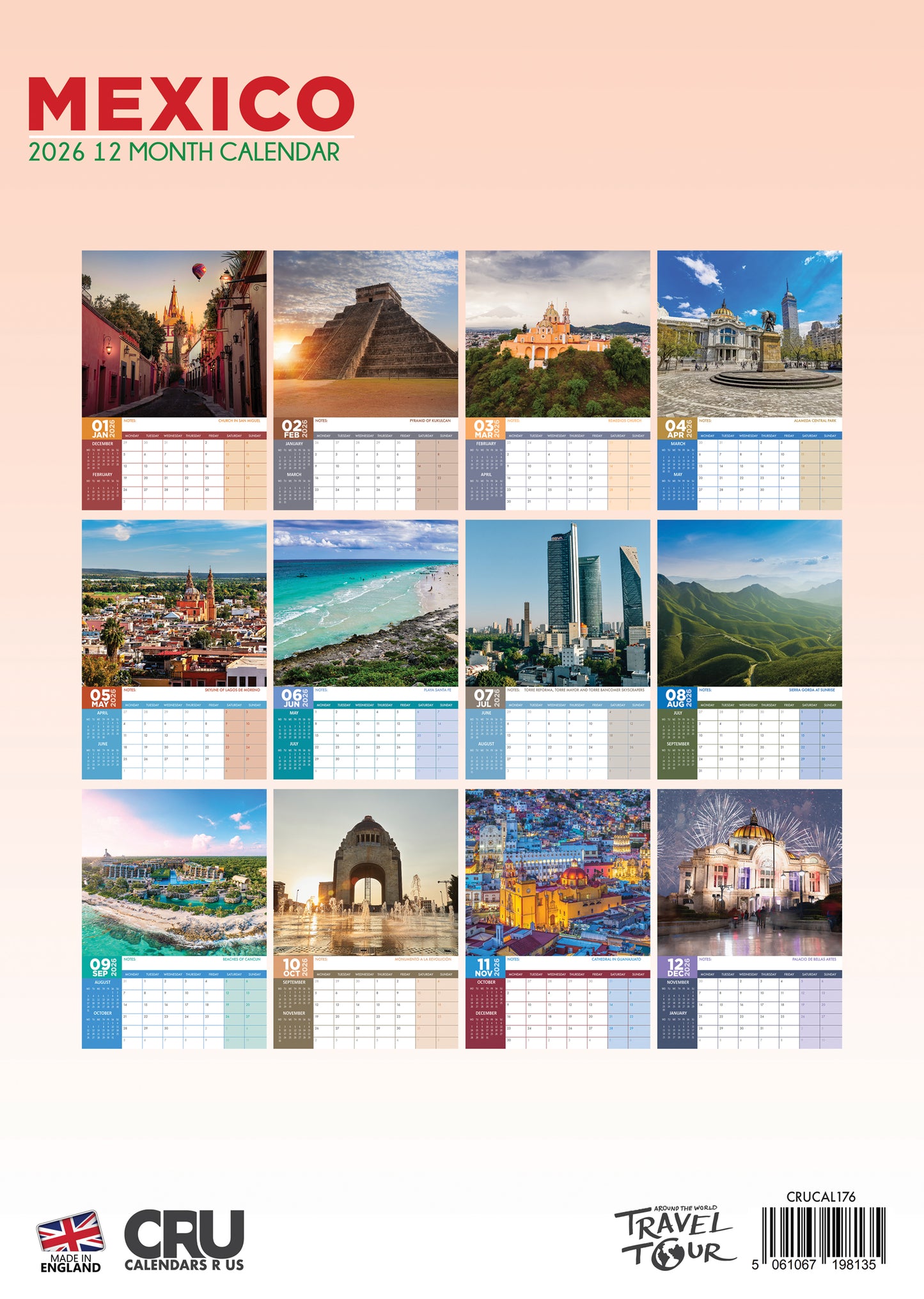 Mexico - A3 Calendar 2026