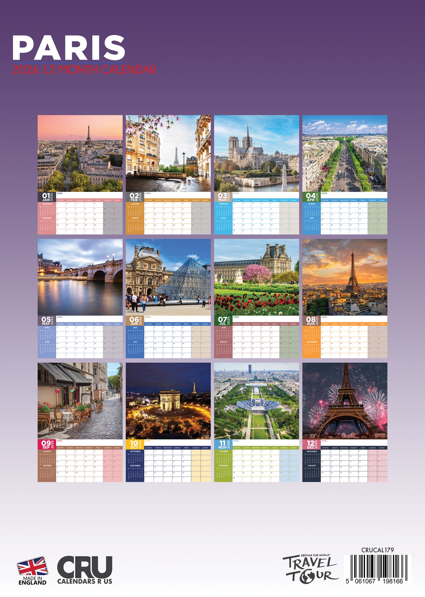 Paris - A3 Calendar 2026