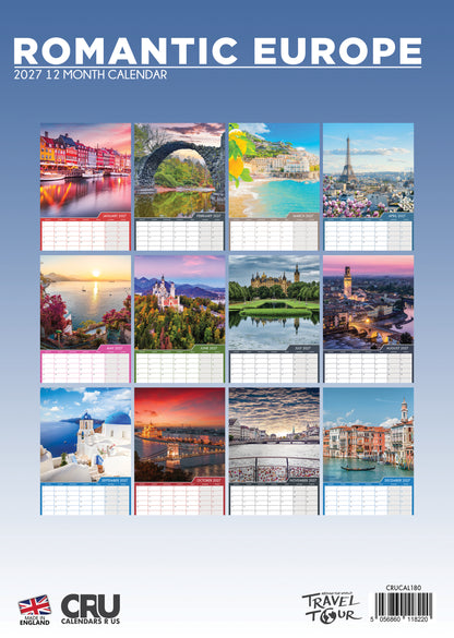 Romantic Europe - A3 Calendar 2027