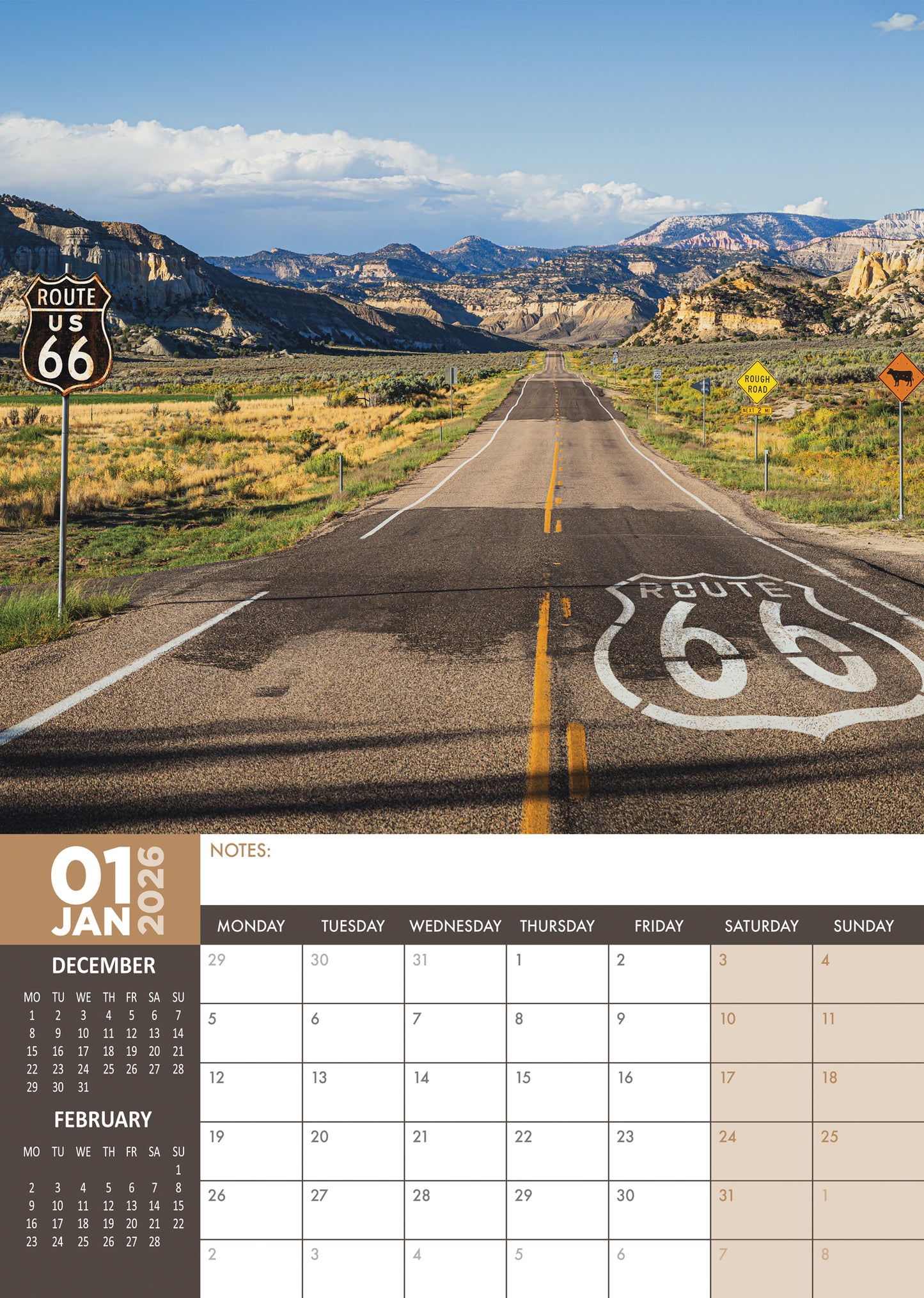 Route 66 - A3 Calendar 2026