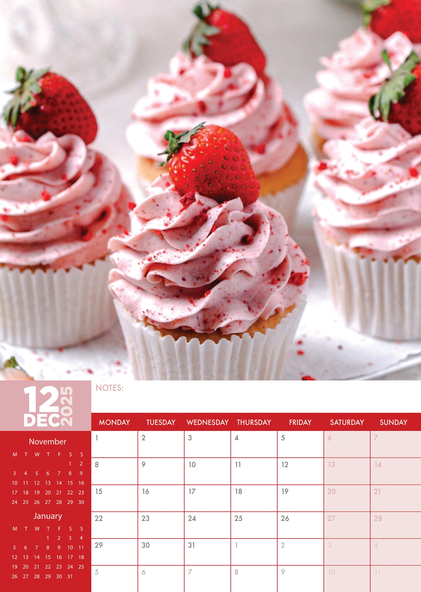 Cupcakes Calendar 2025