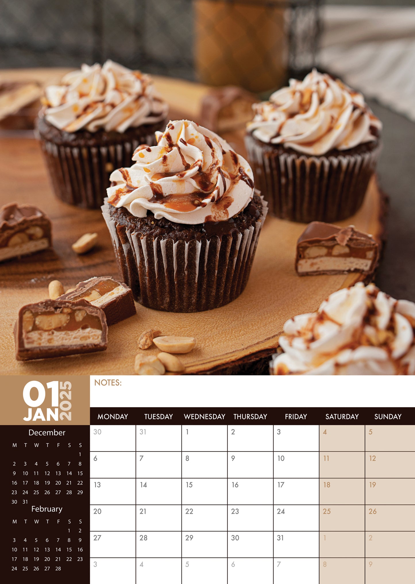 Cupcakes Calendar 2025