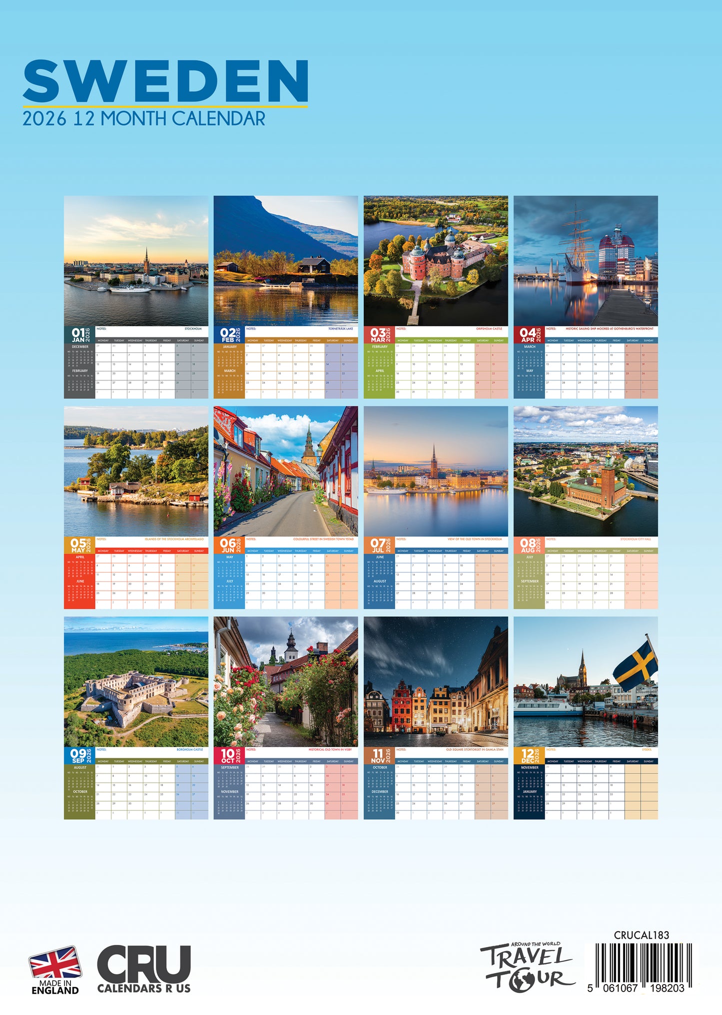 Sweden - A3 Calendar 2026