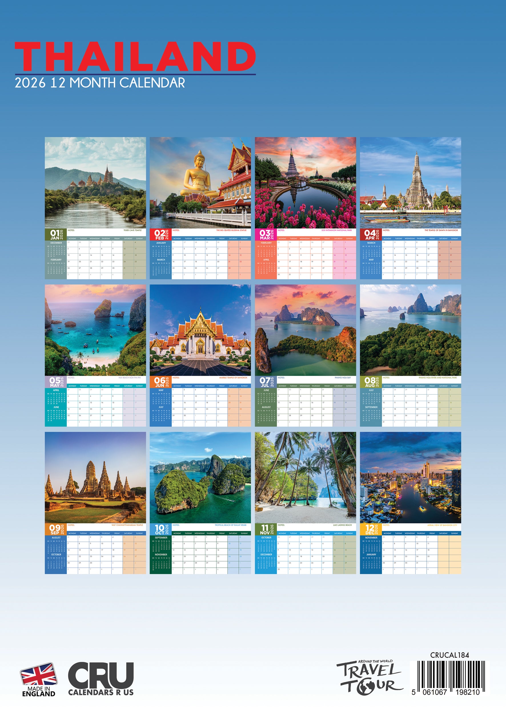 Travel Magic Thailand Table Calendar in A5 Format, for 2026, Bangkok Travel Magic Thailand Table Calendar in A5 Format, for 2026, Bangkok