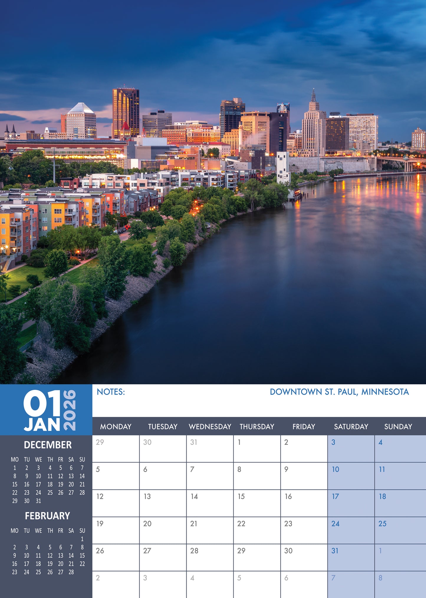 USA - A3 Calendar 2026