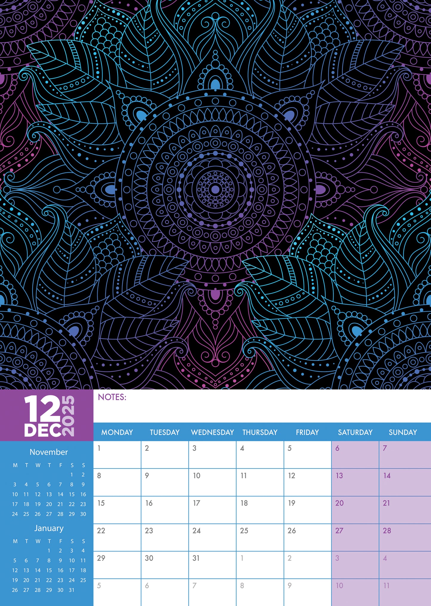 Magnificent Mandalas Calendar 2025