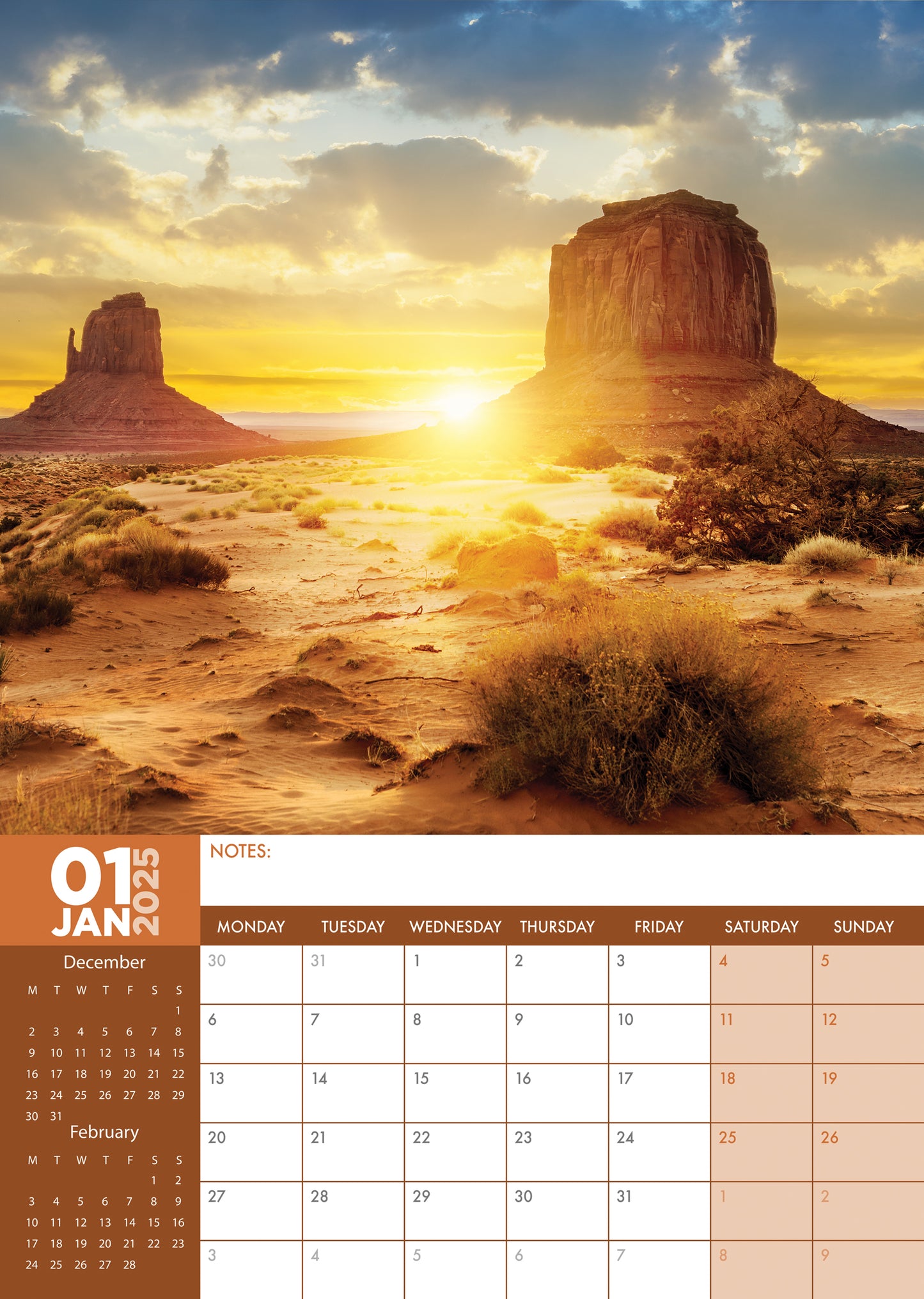 Deserts Calendar 2025