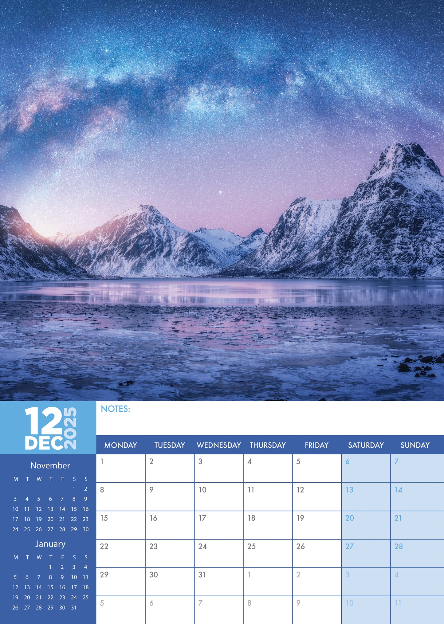 Mountains Calendar 2025