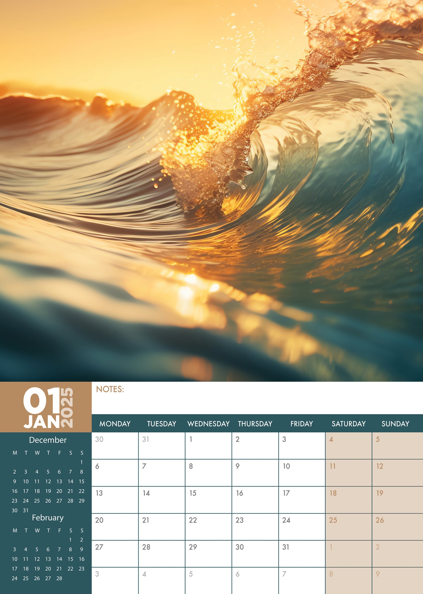 Ocean View Calendar 2025