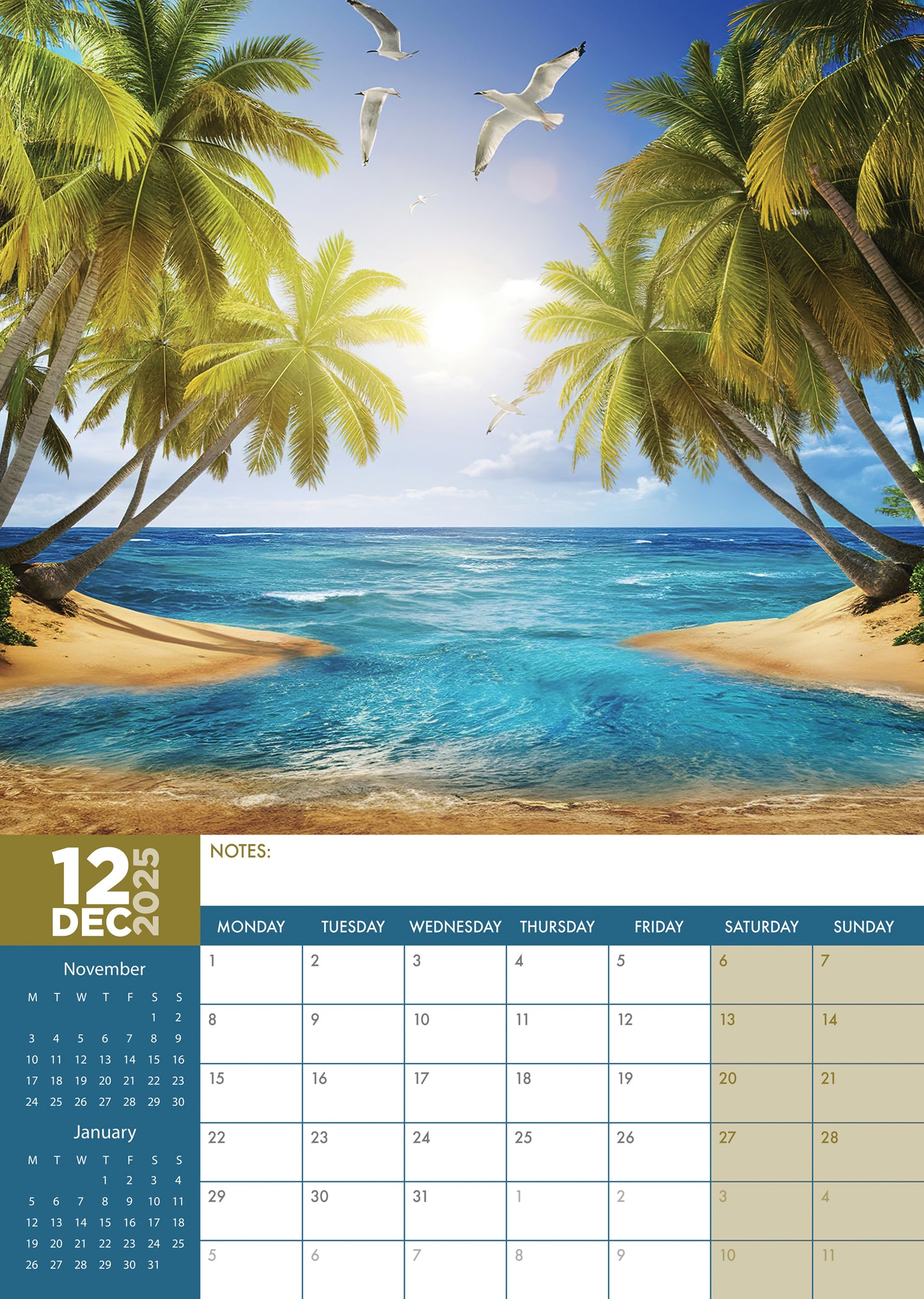 Tropical Islands Calendar 2025