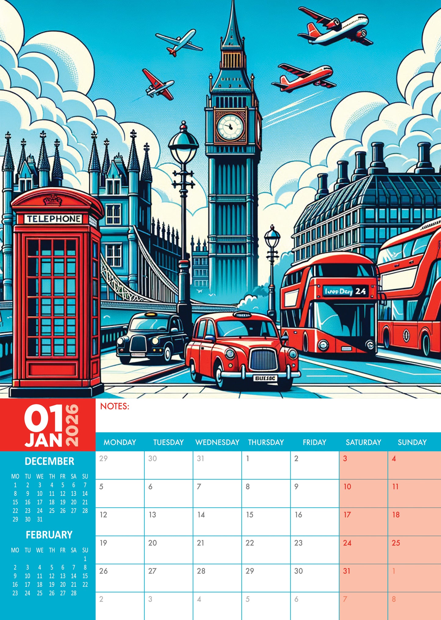 Art Of London - A3 Calendar 2026