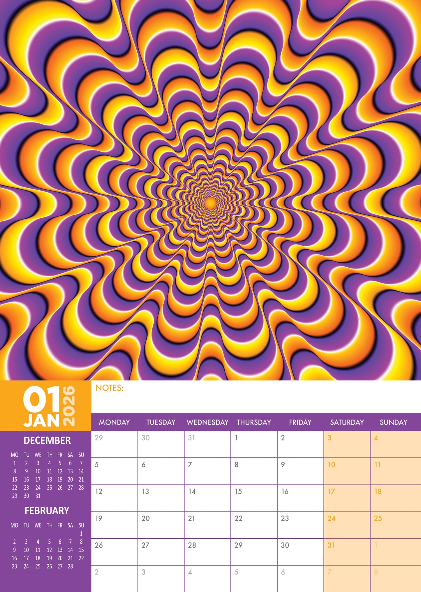 Optical Illusions - A3 Calendar 2026