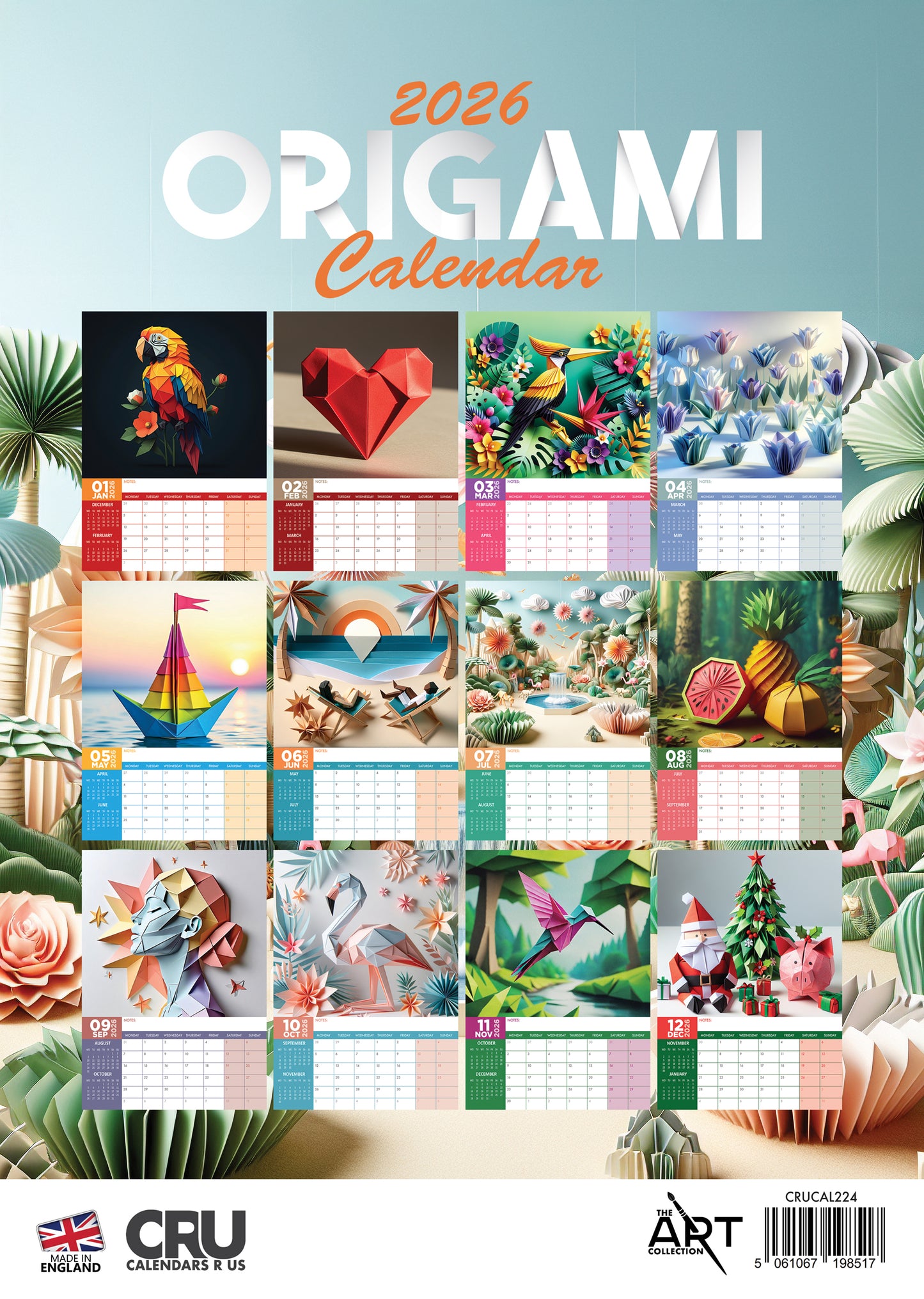 Origami - A3 Calendar 2026