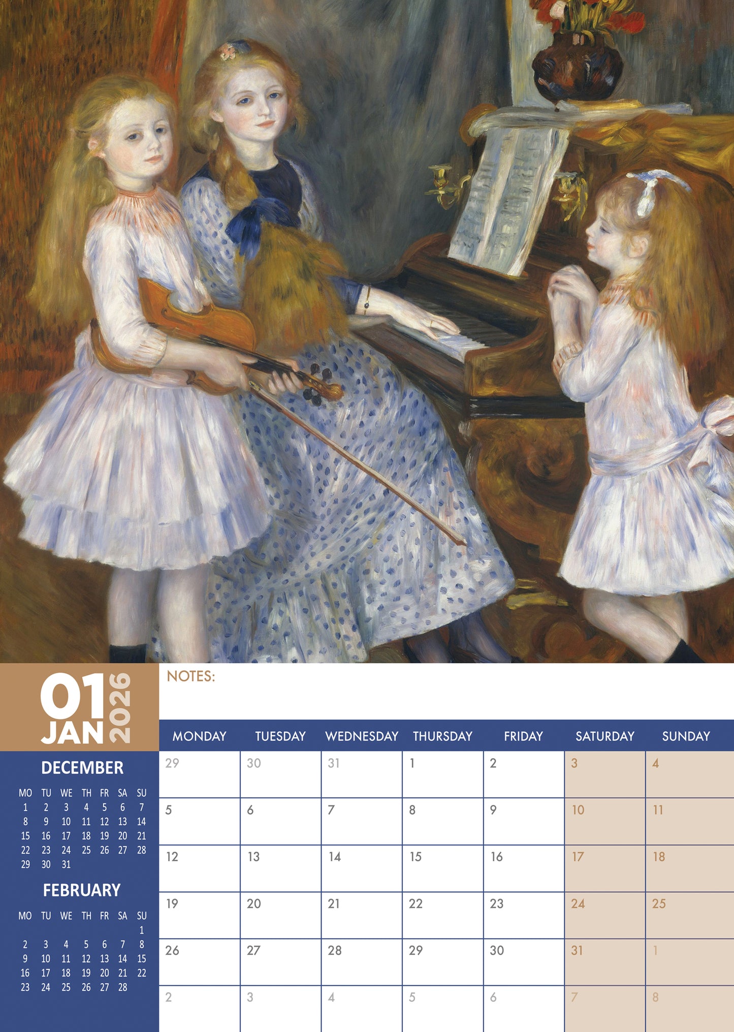 Renoir - A3 Calendar 2026