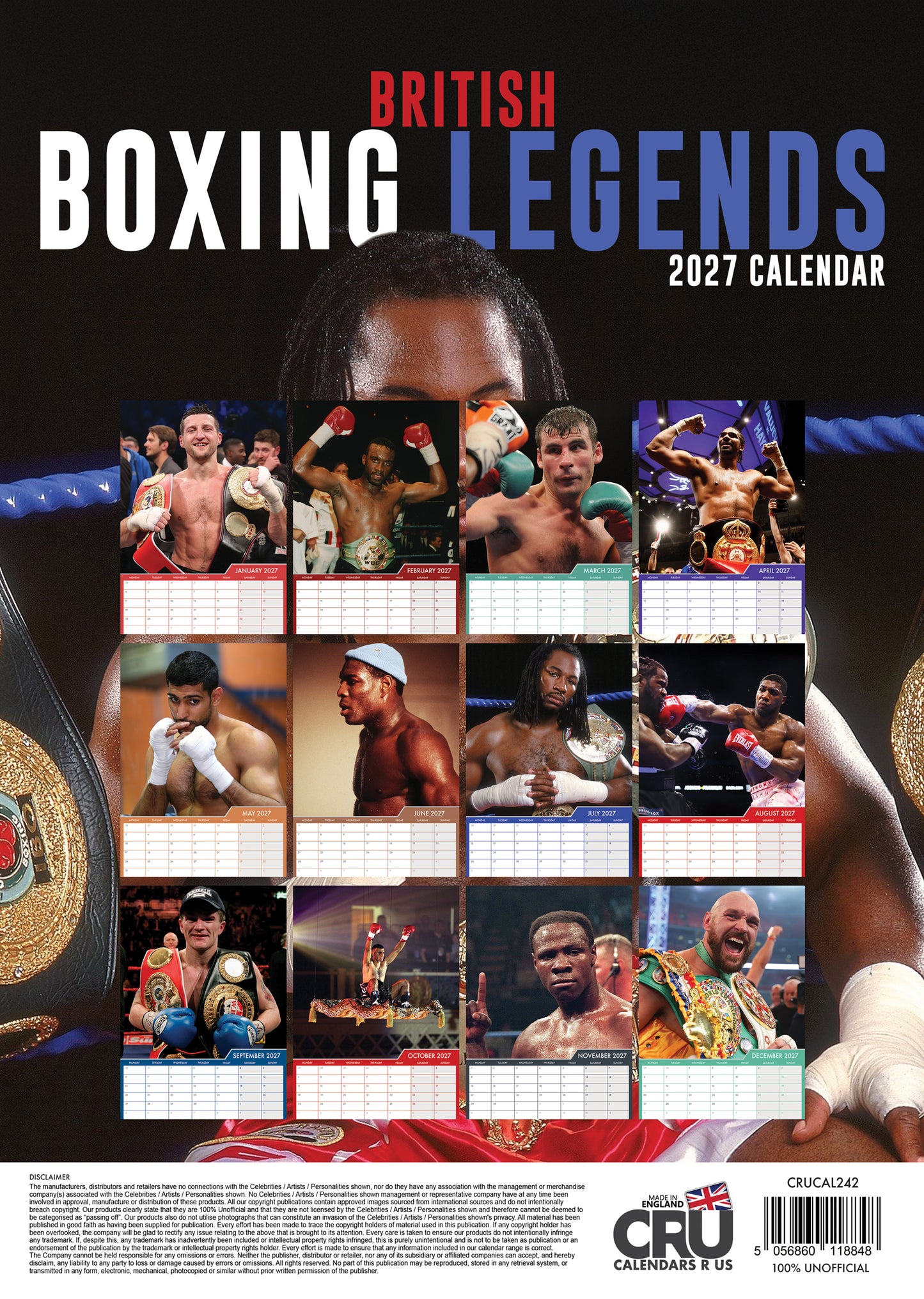 Boxing Legends - A3 Calendar 2027