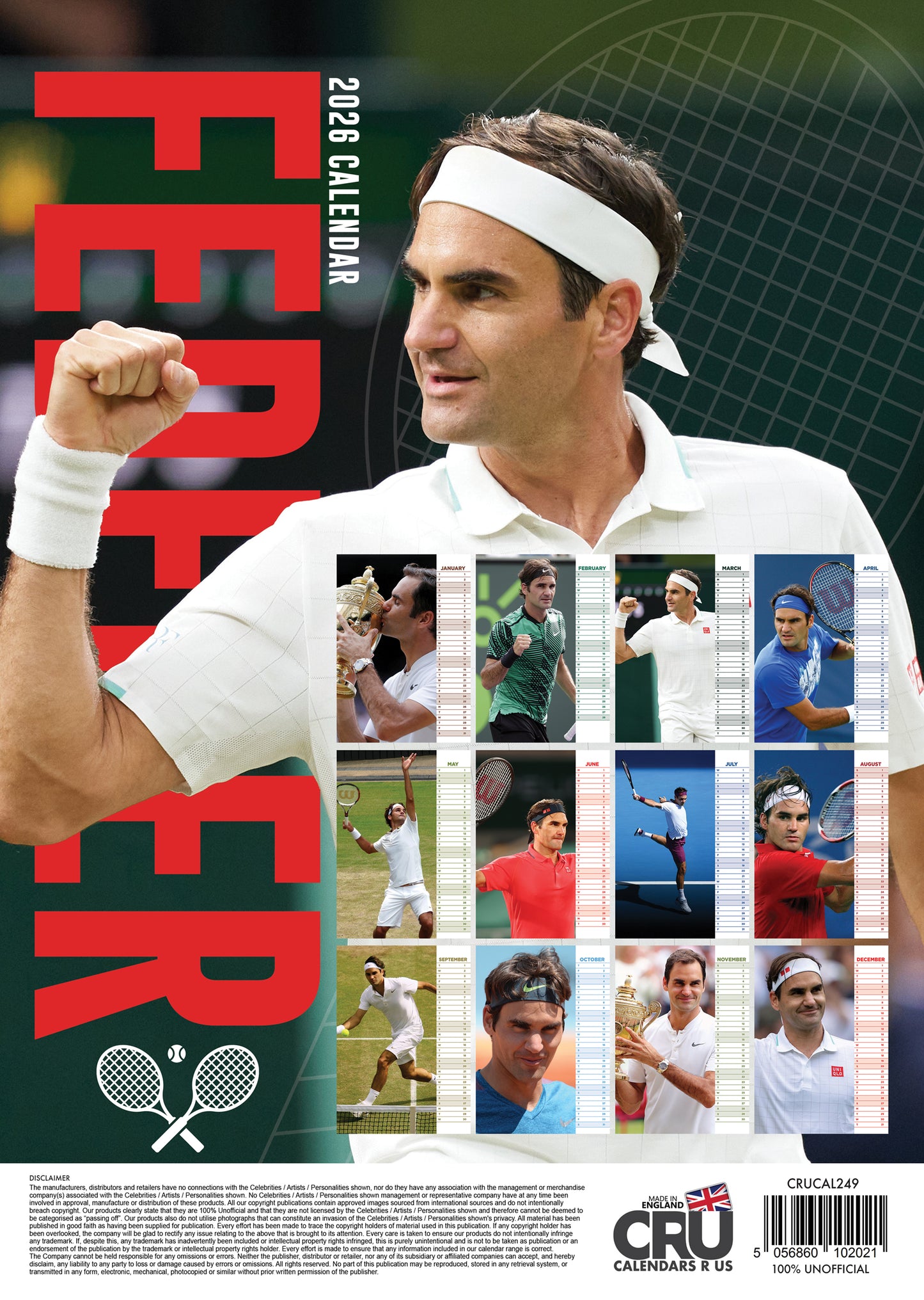 Roger Federer - A3 Calendar 2026