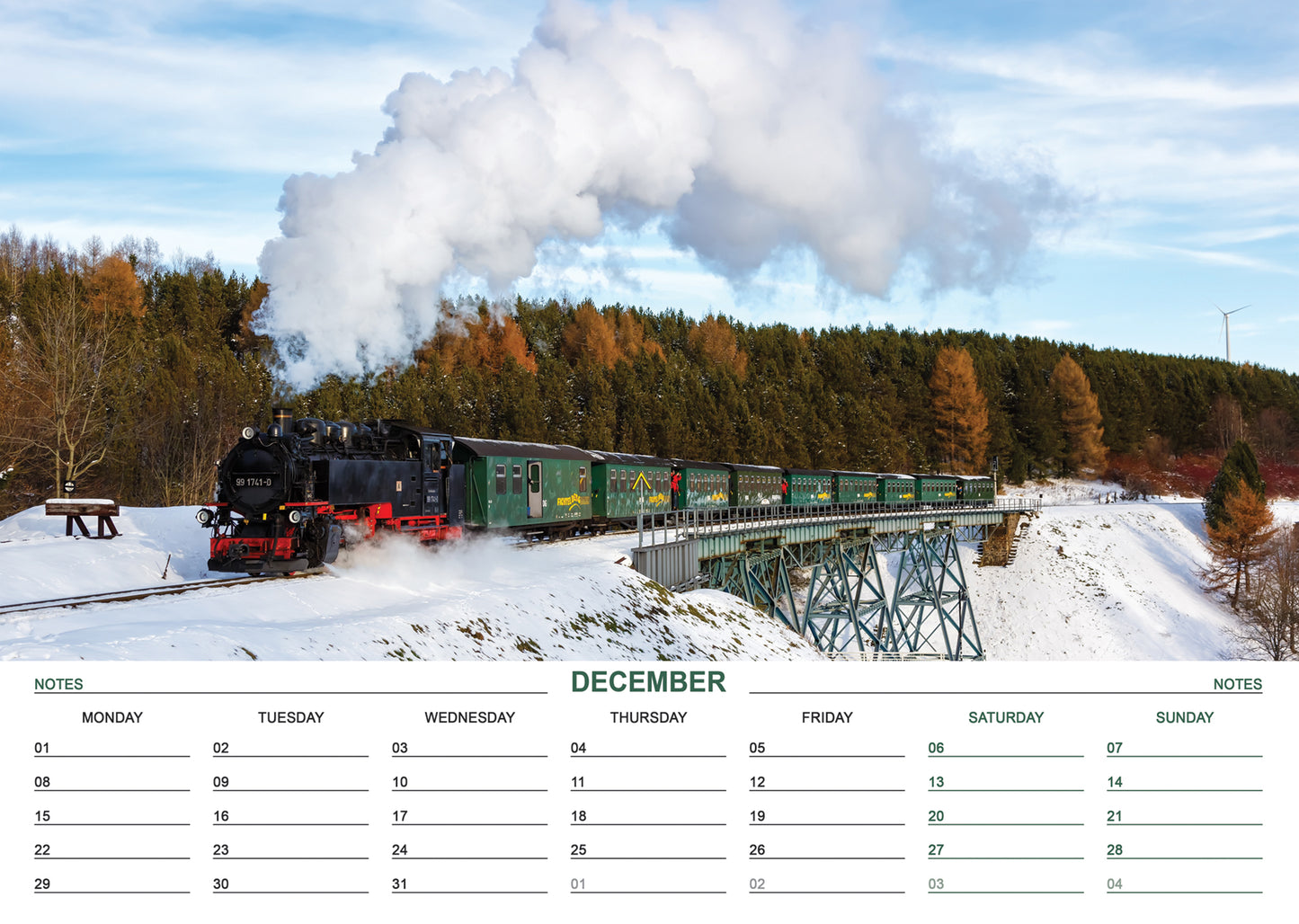 Steam Trains Calendar 2025