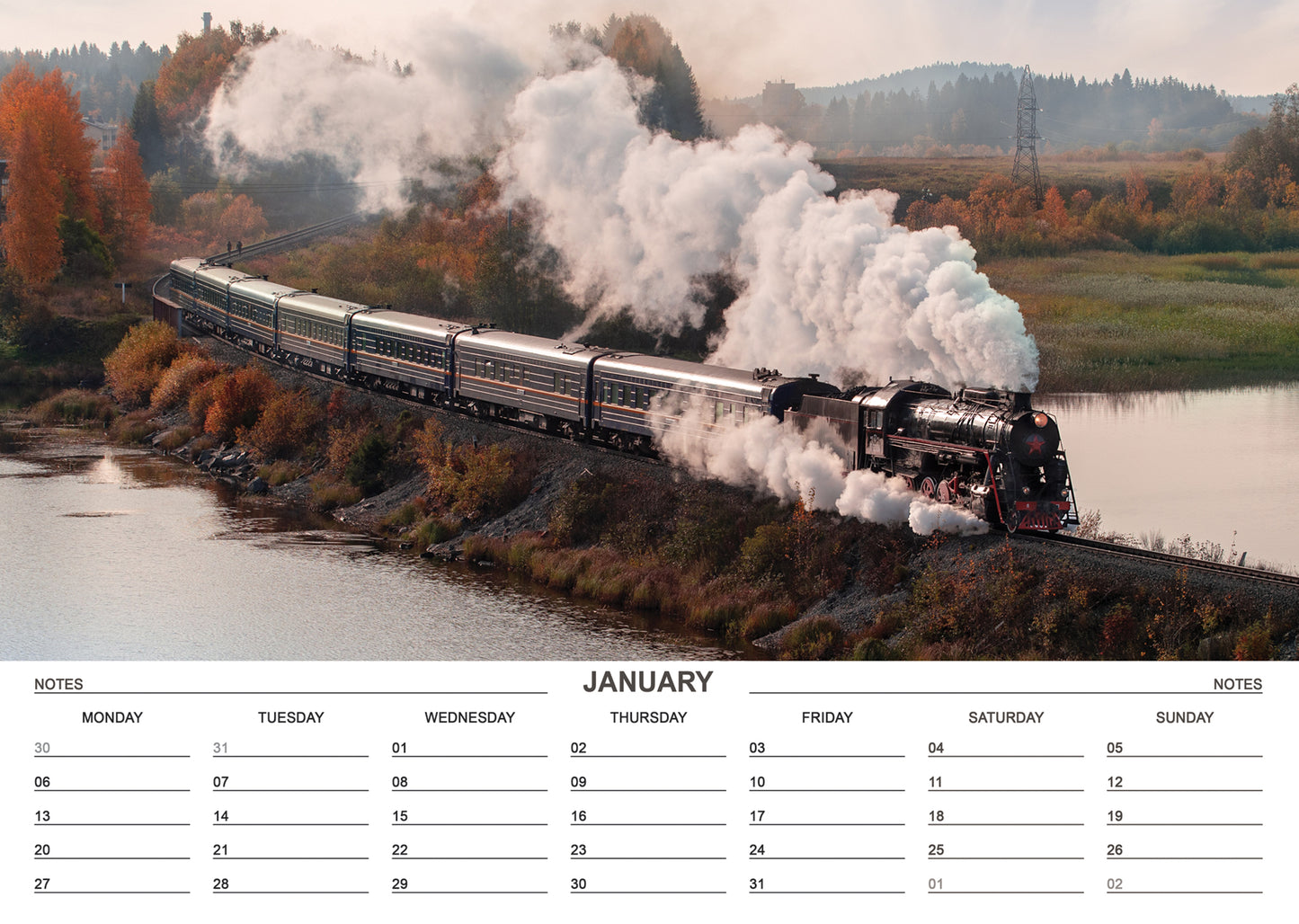 Steam Trains Calendar 2025