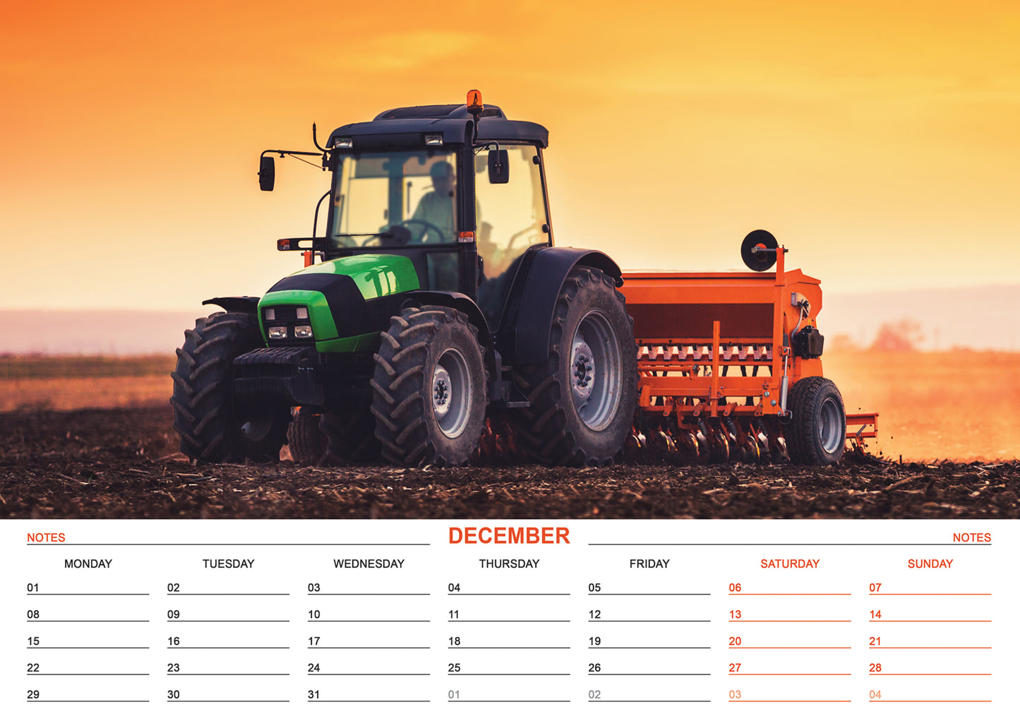 Tractors Calendar 2025