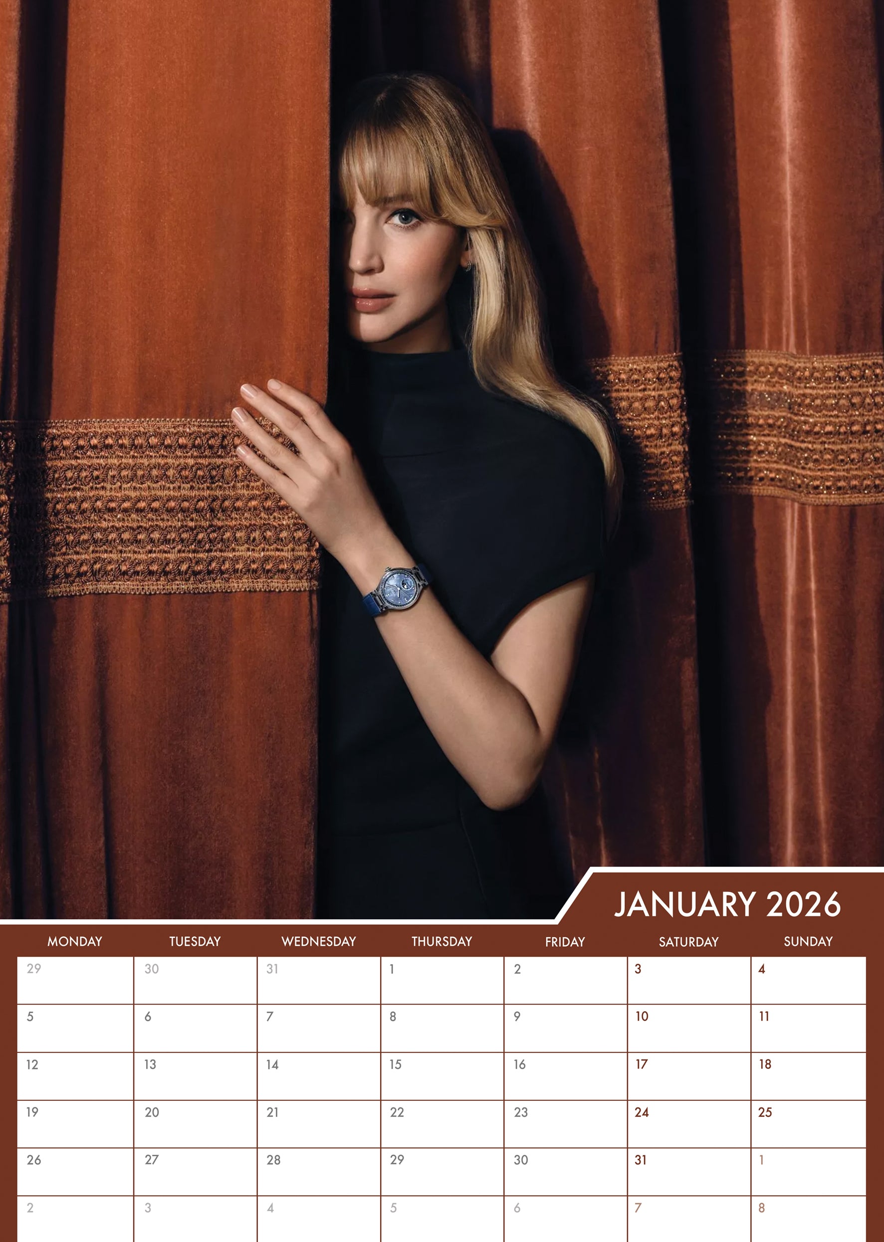 Jennifer Lawrence A3 Calendar 2026 