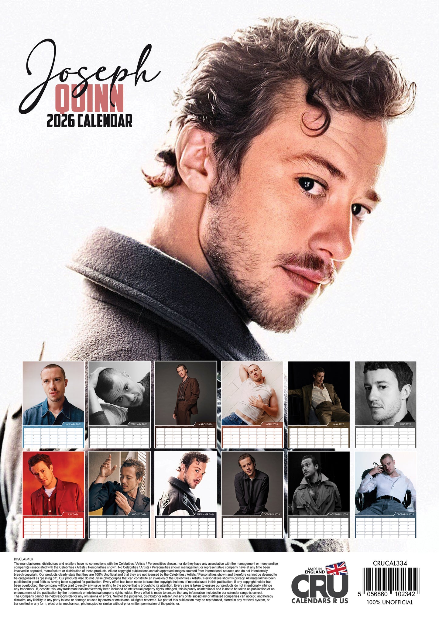 Joseph Quinn - A3 Calendar 2026