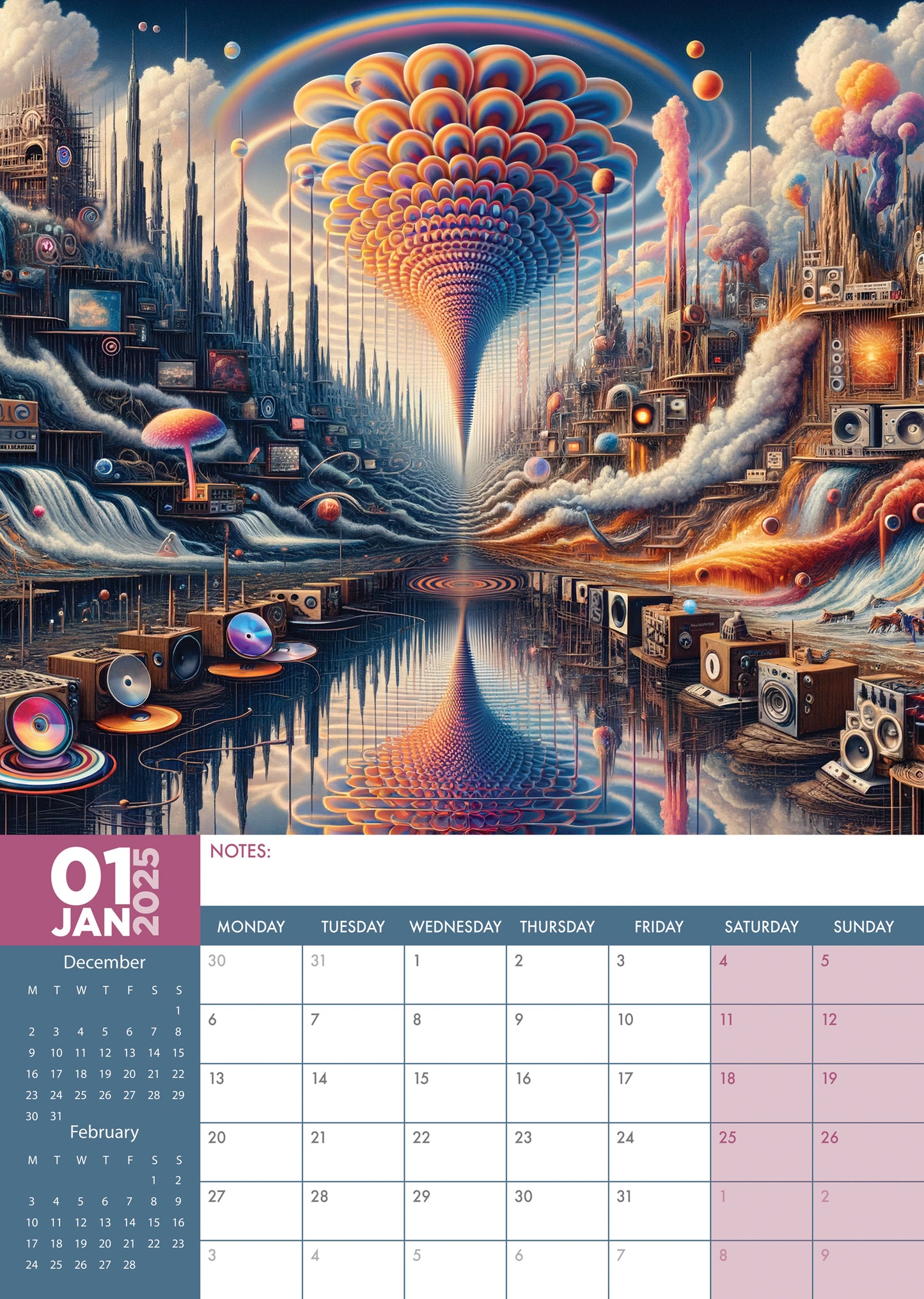 Modern Surrealism Calendar 2025