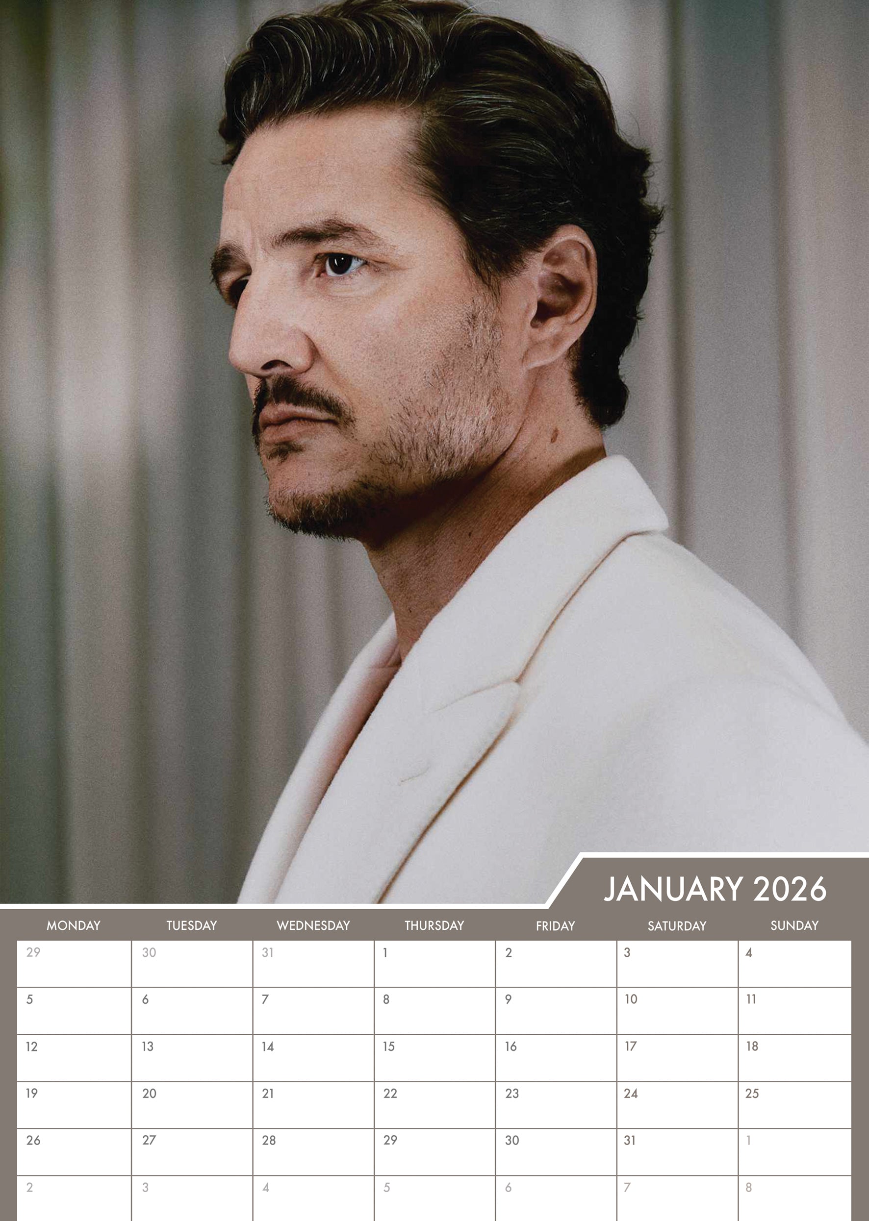 Pedro Pascal A3 Calendar 2026