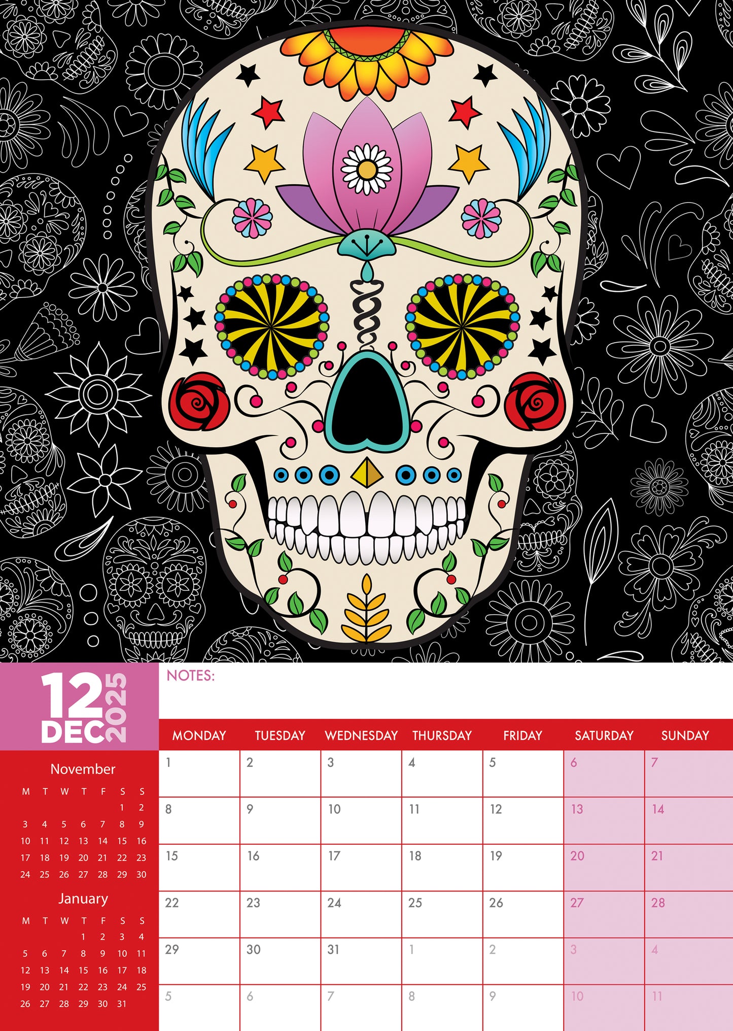 Sugar Skulls Calendar 2025